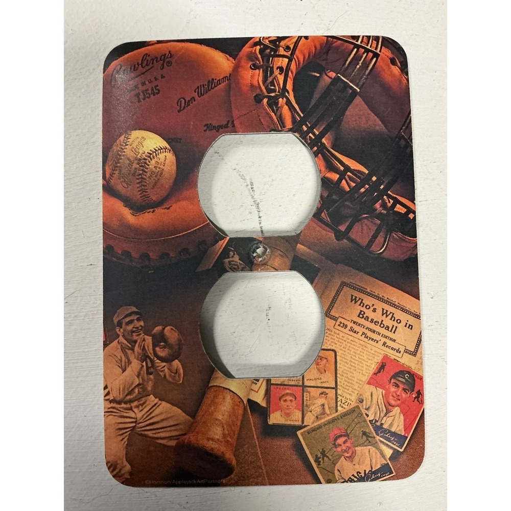 Baseball Heavy Steel Wall Plug In Plate Cover Man Cave